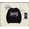 Unisex Gothic Ruthless Oversize Unisex Bisiklet Yaka Sweatshirt Beyaz