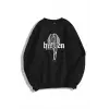 Unisex Hidden Bisiklet Yaka Sweatshirt Siyah