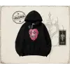 Unisex Kalp Oversize Unisex Kapşonlu Sweatshirt Beyaz