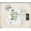 Unisex Lets Go Back Oversize Unisex Bisiklet Yaka Sweatshirt Beyaz