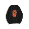 Unisex Maske Bisiklet Yaka Sweatshirt Siyah