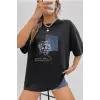 Unisex Minimal Line Drawing Baskılı T-shirt