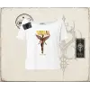 Unisex Nirvana Angel Kadın Kayık Yaka Tişört Beyaz