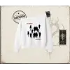 Unisex No Depth Kadın Kayık Yaka Sweatshirt Beyaz