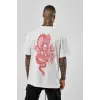 Unisex Oversize Dragon Baskılı Beyaz Tshirt