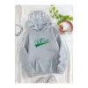 Unisex Oversize Kapüşonlu Kanguru Cepli Celttics Baskılı Gri