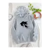 Unisex Oversize Kapüşonlu Kanguru Cepli Harry Potter Baskılı Gri