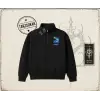 Unisex Paris Unisex Polo Yaka Yarım Fermuarlı Sweatshirt Beyaz