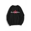 Unisex Playwork Bisiklet Yaka Sweatshirt Siyah
