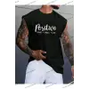 Unisex  POSITIVE BASKILI OVERSİZE KOLSUZ