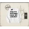 Unisex Pretty Oversize Unisex Bisiklet Yaka Sweatshirt Beyaz