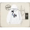 Unisex Psycho Oversize Unisex Kapşonlu Sweatshirt Beyaz