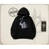 Unisex Psycho Oversize Unisex Kapşonlu Sweatshirt Beyaz