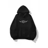 Unisex Punk Gothic Taş Baskılı Sweatshirt Siyah