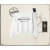 Unisex Reverse Kadın Kayık Yaka Sweatshirt Beyaz