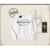 Unisex Reverse Oversize Unisex Bisiklet Yaka Sweatshirt Beyaz