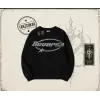 Unisex Reverse Oversize Unisex Bisiklet Yaka Sweatshirt Beyaz