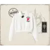 Unisex Rolling Stones 1978 Kadın Crop Polo Yaka Yarım Fermuarlı Sweatshirt Beyaz