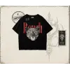 Unisex Rough Leopar Oversize Unisex Tişört Beyaz