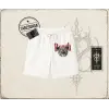Unisex Rough Leopar Unisex Şort Beyaz