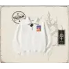 Unisex Sardines Tin Unisex Polo Yaka Yarım Fermuarlı Sweatshirt Beyaz