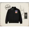 Unisex Sardines Tin Unisex Polo Yaka Yarım Fermuarlı Sweatshirt Beyaz
