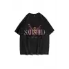 Unisex Satisfied Siyah Tshirt