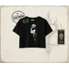 Unisex Shake Kadın Crop Tişört Beyaz