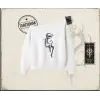 Unisex Shake Kadın Kayık Yaka Sweatshirt Beyaz