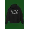 Unisex Siyah 4.20 Baskılı Sweatshirt