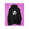 Unisex Siyah Avengers Baskılı Sweatshirt