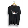 Unisex Siyah Bugs Bunny Baskılı Oversize T-shirt