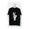 Unisex Siyah Bugs Bunny Baskılı T-shirt