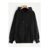 Unisex Siyah Düz Basic Sweatshirt 2ip