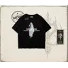 Unisex Siyah Ghosting Oversize Unisex Tişört Beyaz