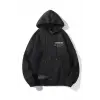 Unisex Siyah Happiest Baskılı Oversize Kapşonlu Sweatshirt