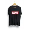 Unisex Siyah Oversize Marvel Baskılı T-shirt