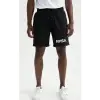Unisex Siyah Panda Baskılı Cepli Penye Şort
