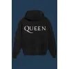Unisex Siyah Queen Baskılı Sweatshirt