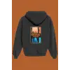 Unisex Siyah Stranger Things Baskılı Sweatshirt
