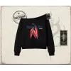 Unisex Spicylife Kadın Kayık Yaka Sweatshirt Beyaz