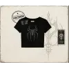 Unisex Spiderman Kadın Baby Tee Beyaz