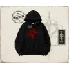 Unisex Star Oversize Unisex Kapşonlu Sweatshirt Beyaz