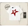 Unisex Star Oversize Unisex Tişört Beyaz