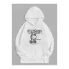 Unisex Super Baskılı Kapüşonlu Sweatshirt Beyaz