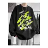 Unisex Toy Bear Baskılı Oversize Bisiklet Yaka Sweatshirt Siyah