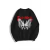 Unisex Two Sides Bisiklet Yaka Sweatshirt Siyah