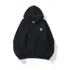 Unisex V Harfli Siyah Sweatshirt