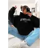 Unisex Wrstbhr Baskılı Oversize Kapüşonlu Sweatshirt Siyah