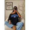 Vintage GREECE Baskılı Unisex Oversize